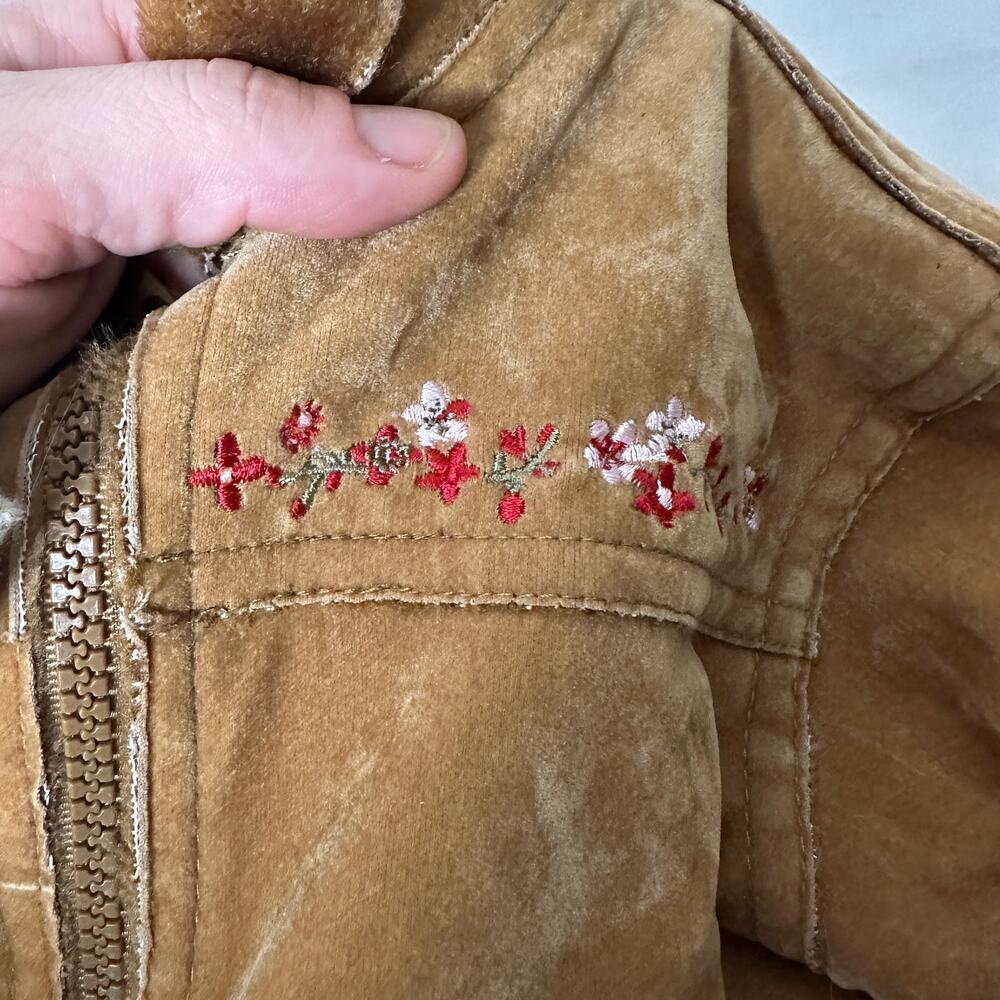 Vintage B.T. Kids Floral Embroidered Brown Faux Fur Suede Jacket / Coat Sz 18 mo - Picture 4 of 9